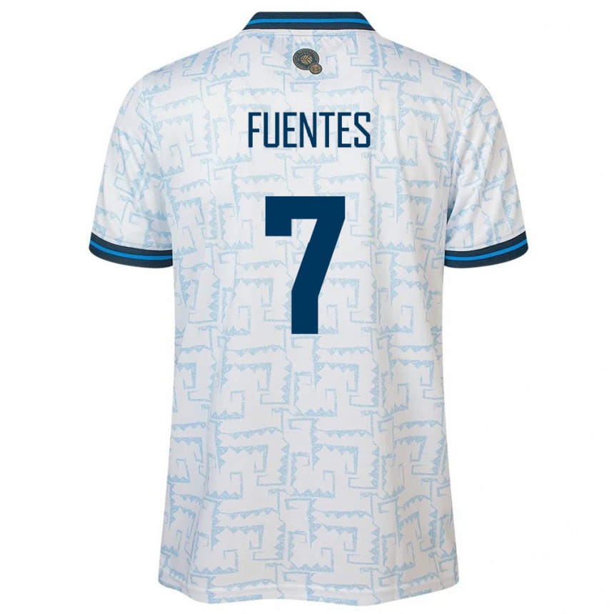 Damen Fußball El Salvador Danielle Fuentes #7 Weiß Auswärtstrikot Trikot 24-26 T-Shirt Luxemburg