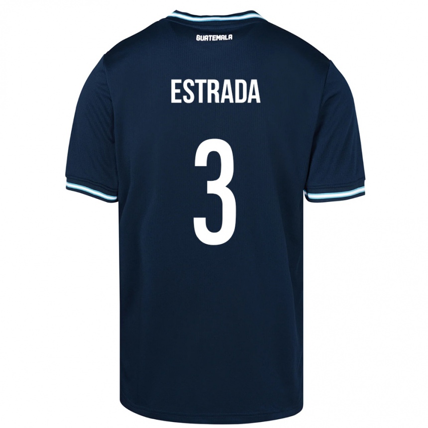 Damen Fußball Guatemala Carlos Estrada #3 Blau Auswärtstrikot Trikot 24-26 T-Shirt Luxemburg