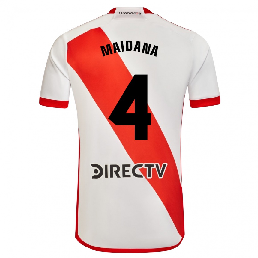 Kinder Fußball Jonatan Maidana #4 Weiß Rot Heimtrikot Trikot 2023/24 T-Shirt Luxemburg