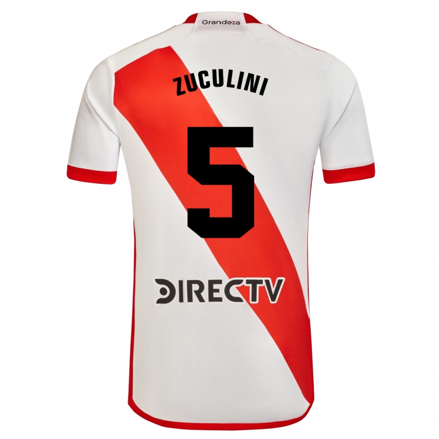 Kinder Fußball Bruno Zuculini #5 Weiß Rot Heimtrikot Trikot 2023/24 T-Shirt Luxemburg