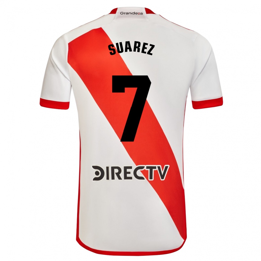 Kinder Fußball Matías Suárez #7 Weiß Rot Heimtrikot Trikot 2023/24 T-Shirt Luxemburg