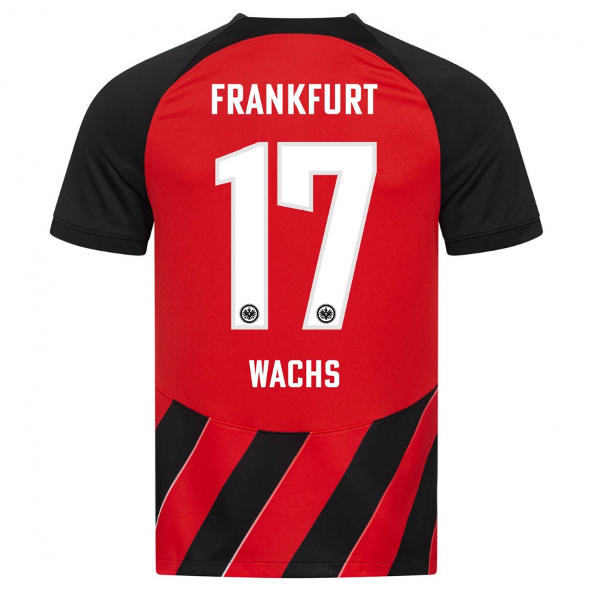 Kinder Fußball Marc Wachs #17 Rot Schwarz Heimtrikot Trikot 2023/24 T-Shirt Luxemburg