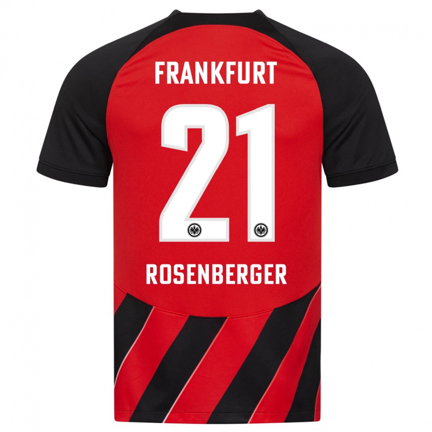 Kinder Fußball Robin Rosenberger #21 Rot Schwarz Heimtrikot Trikot 2023/24 T-Shirt Luxemburg