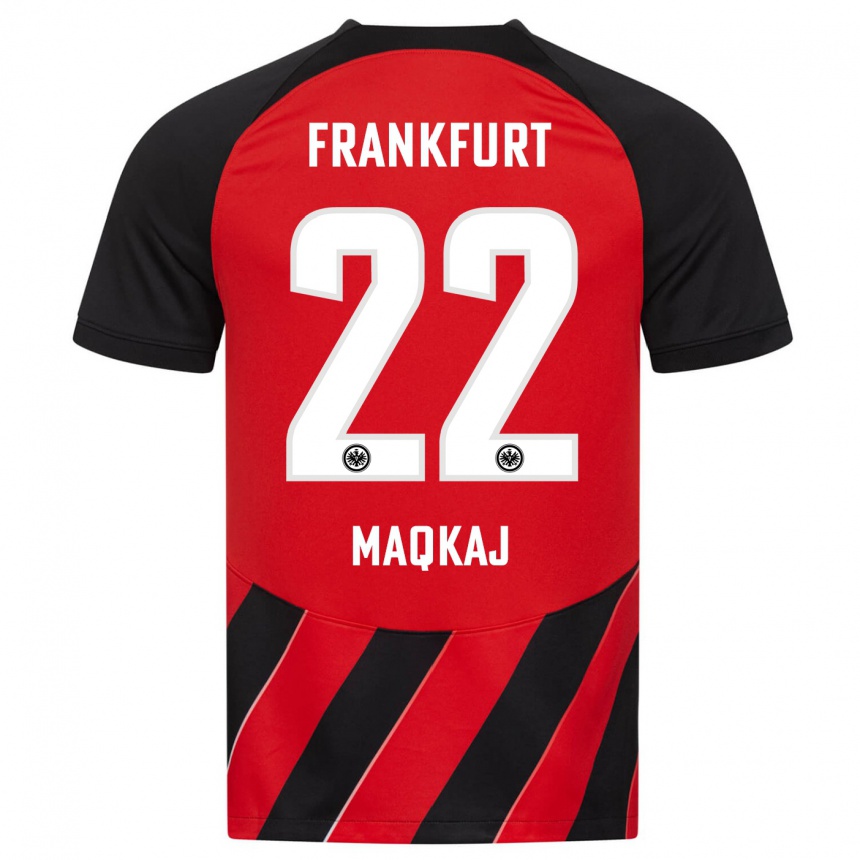 Kinder Fußball Dritan Maqkaj #22 Rot Schwarz Heimtrikot Trikot 2023/24 T-Shirt Luxemburg
