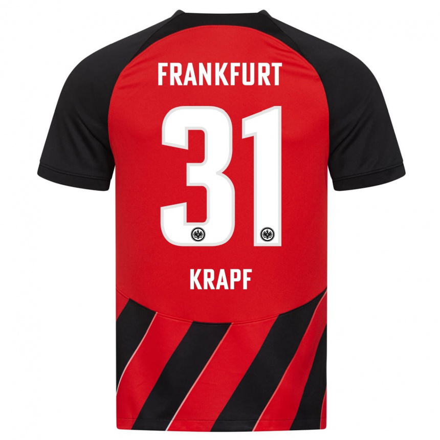 Kinder Fußball Maximilian Krapf #31 Rot Schwarz Heimtrikot Trikot 2023/24 T-Shirt Luxemburg
