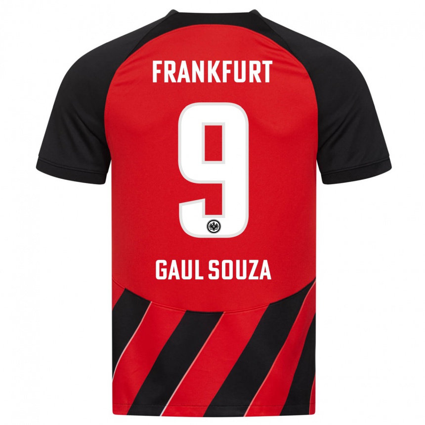 Kinder Fußball Alessandro Gaul Souza #9 Rot Schwarz Heimtrikot Trikot 2023/24 T-Shirt Luxemburg