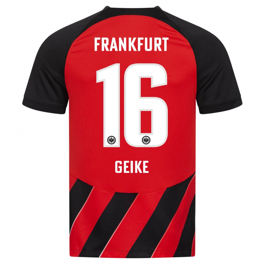 Kinder Fußball Jonah Geike #16 Rot Schwarz Heimtrikot Trikot 2023/24 T-Shirt Luxemburg