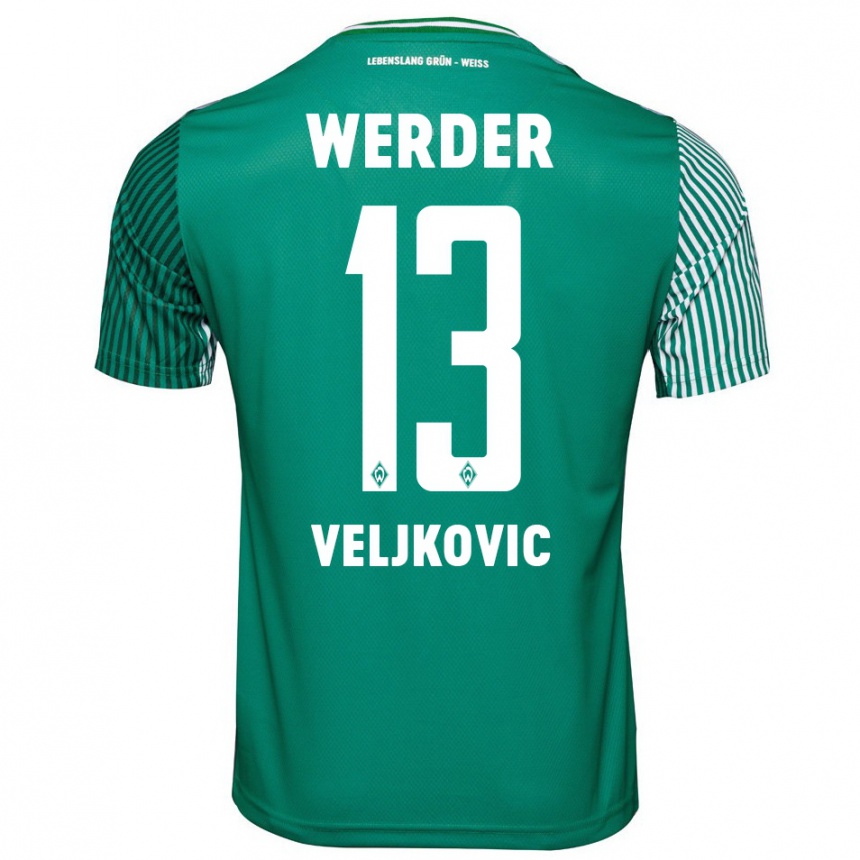 Kinder Fußball Milos Veljkovic #13 Grün Heimtrikot Trikot 2023/24 T-Shirt Luxemburg