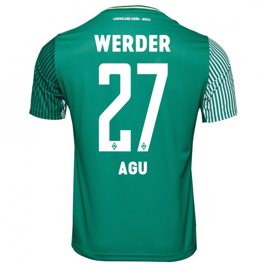 Kinder Fußball Felix Agu #27 Grün Heimtrikot Trikot 2023/24 T-Shirt Luxemburg