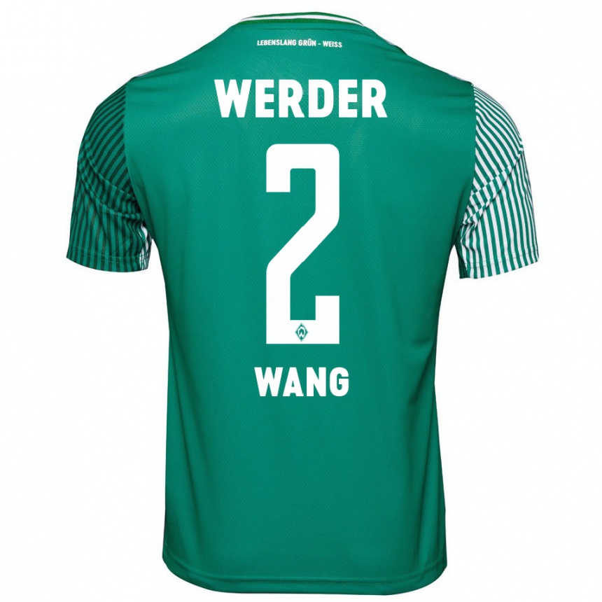 Kinder Fußball Bowen Wang #2 Grün Heimtrikot Trikot 2023/24 T-Shirt Luxemburg