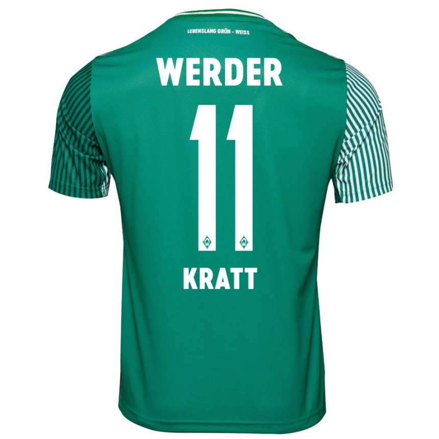 Kinder Fußball Ronan Kratt #11 Grün Heimtrikot Trikot 2023/24 T-Shirt Luxemburg