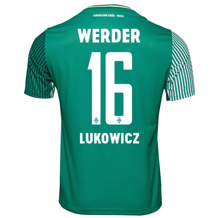 Kinder Fußball Maik Lukowicz #16 Grün Heimtrikot Trikot 2023/24 T-Shirt Luxemburg