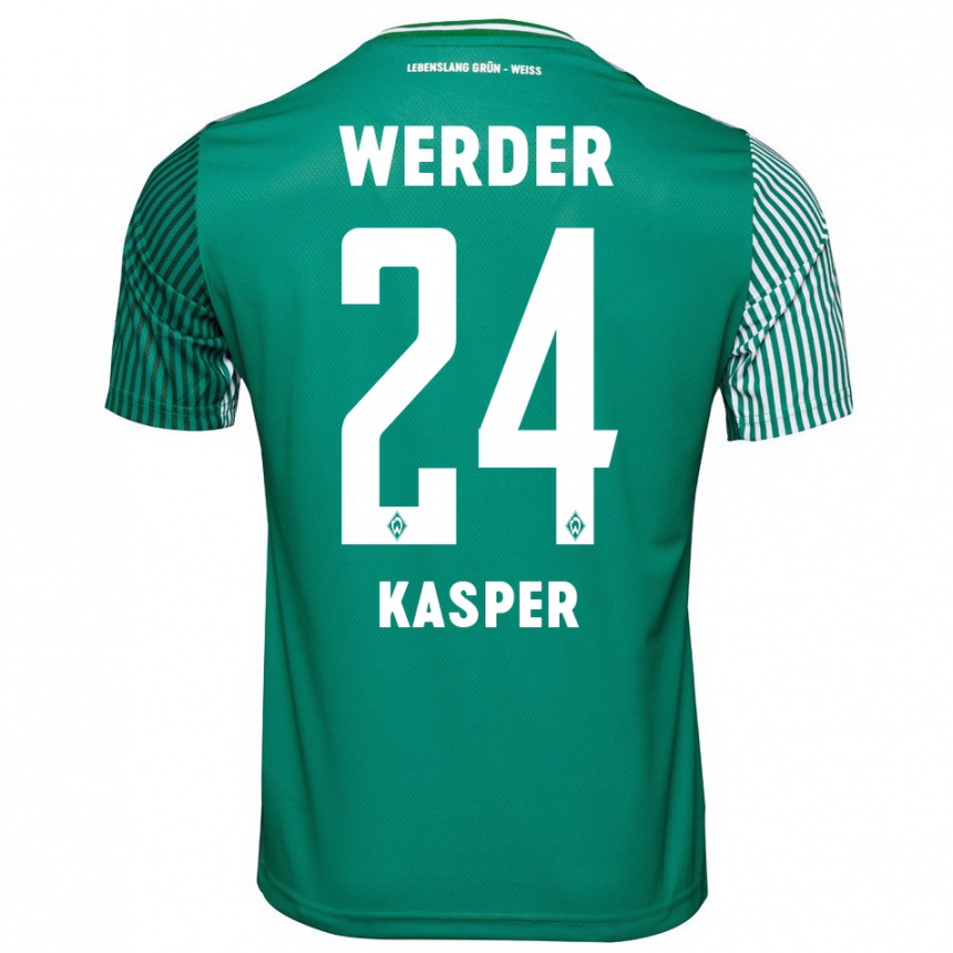 Kinder Fußball Dominik Kasper #24 Grün Heimtrikot Trikot 2023/24 T-Shirt Luxemburg