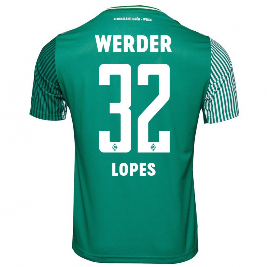 Kinder Fußball Eugenio Lopes #32 Grün Heimtrikot Trikot 2023/24 T-Shirt Luxemburg