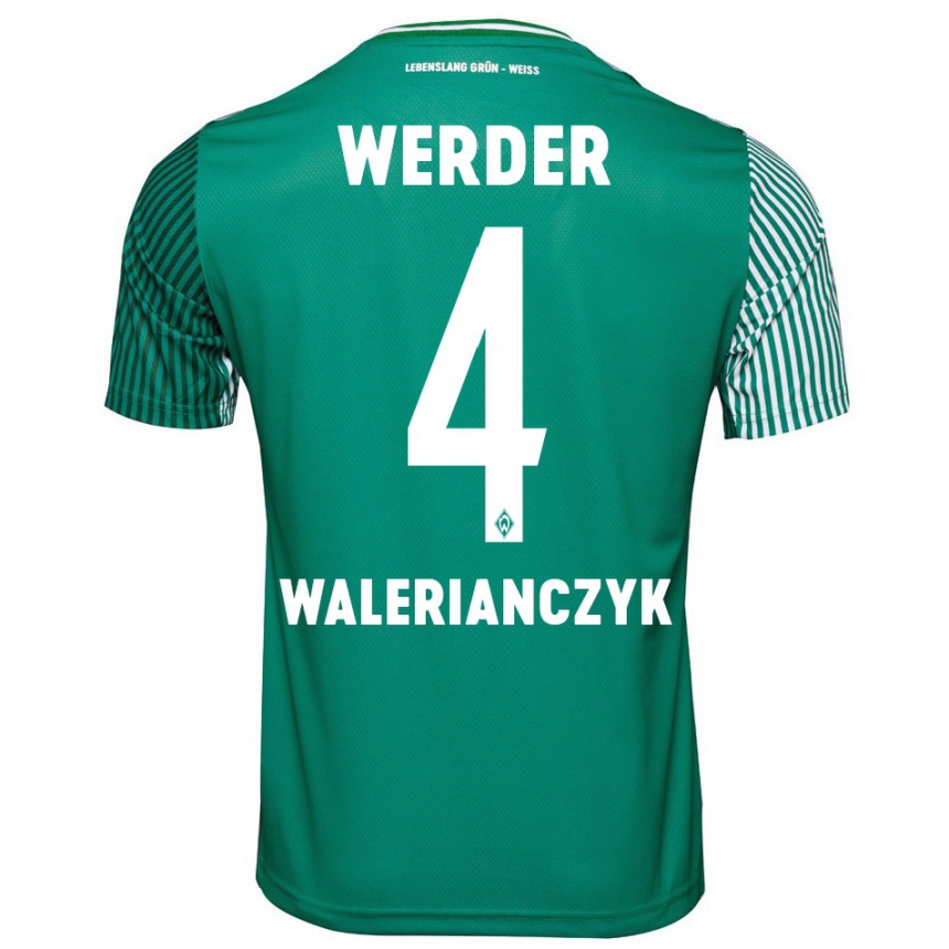 Kinder Fußball Dennis Walerianczyk #4 Grün Heimtrikot Trikot 2023/24 T-Shirt Luxemburg