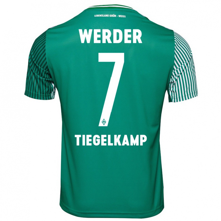 Kinder Fußball Maximilian Tiegelkamp #7 Grün Heimtrikot Trikot 2023/24 T-Shirt Luxemburg