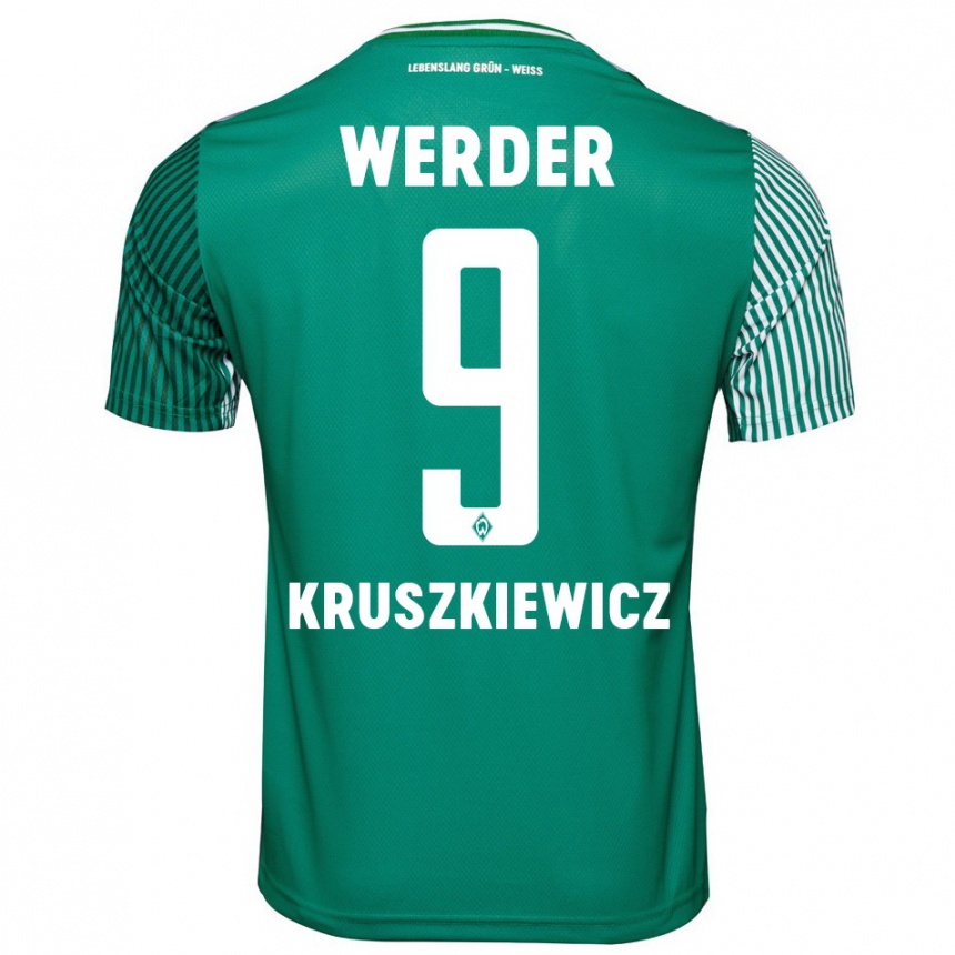 Kinder Fußball Jakub Kruszkiewicz #9 Grün Heimtrikot Trikot 2023/24 T-Shirt Luxemburg