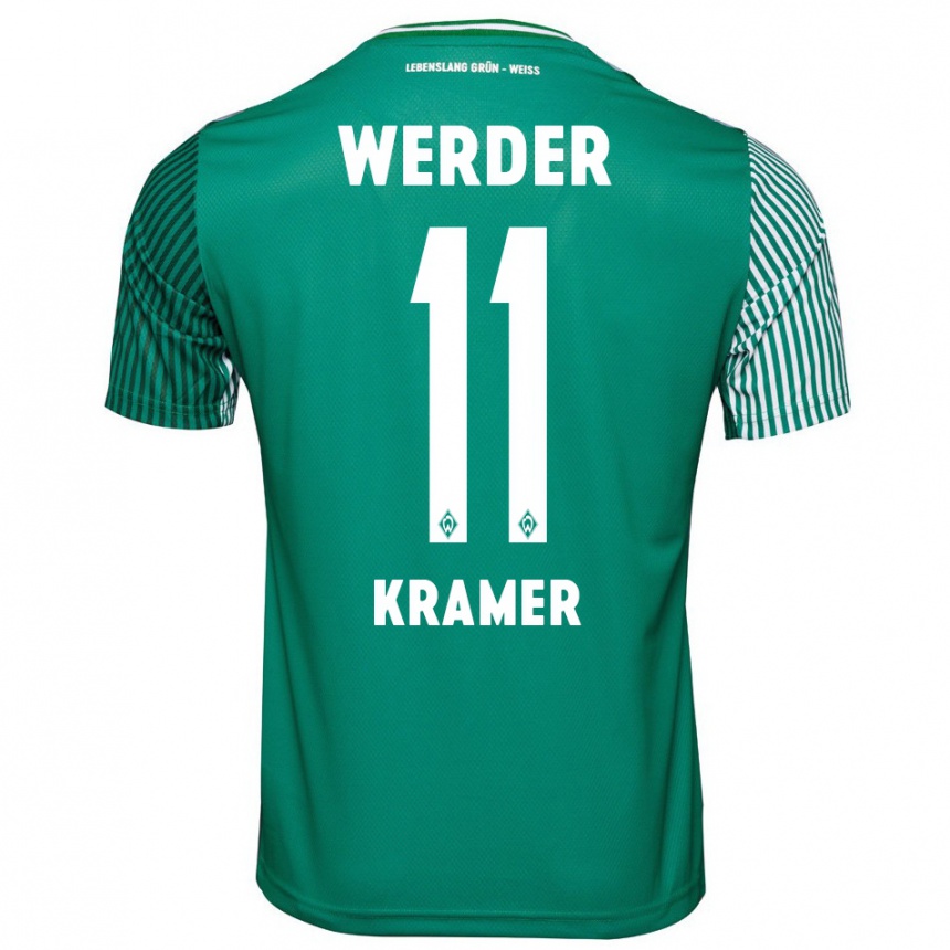 Kinder Fußball Levi-Marinus Kramer #11 Grün Heimtrikot Trikot 2023/24 T-Shirt Luxemburg