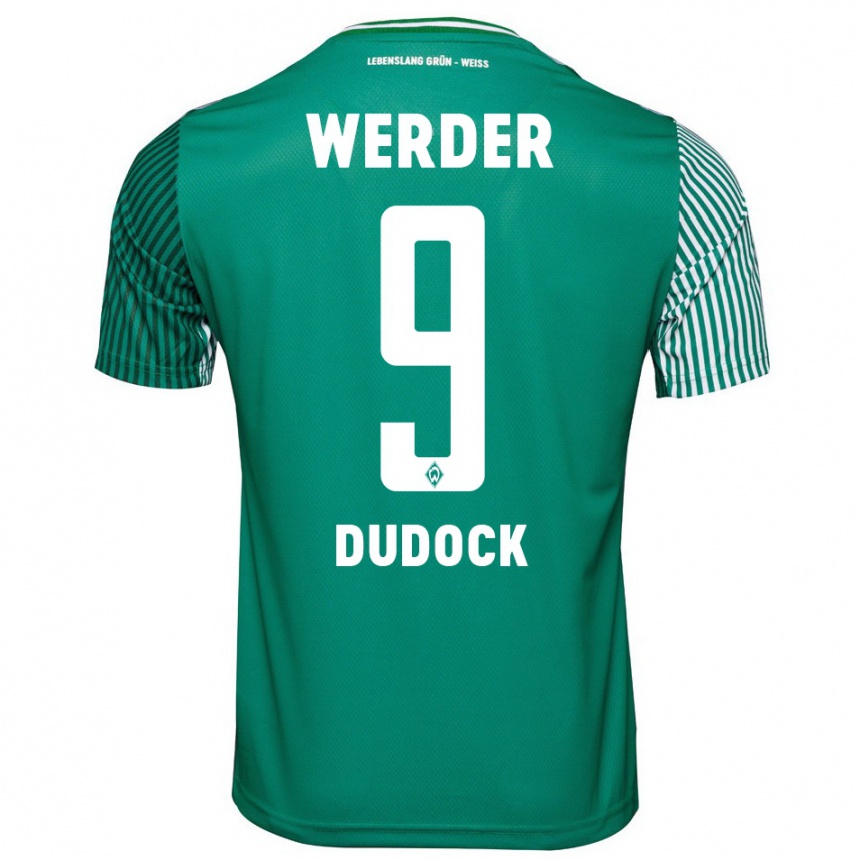 Kinder Fußball Joshua Dudock #9 Grün Heimtrikot Trikot 2023/24 T-Shirt Luxemburg