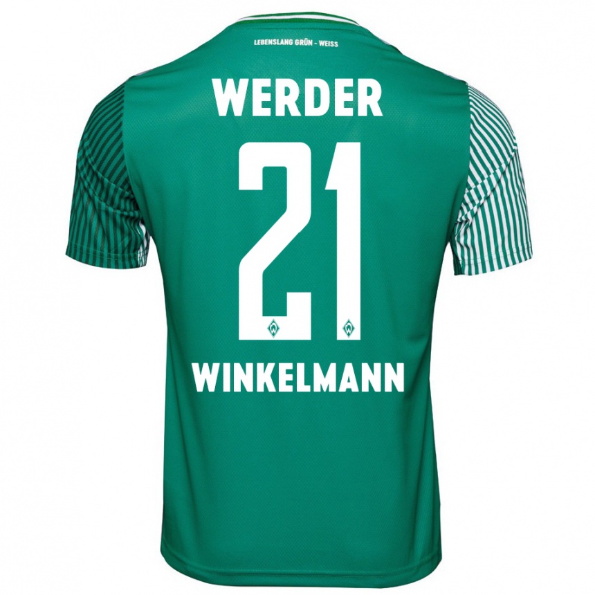 Kinder Fußball Till Winkelmann #21 Grün Heimtrikot Trikot 2023/24 T-Shirt Luxemburg