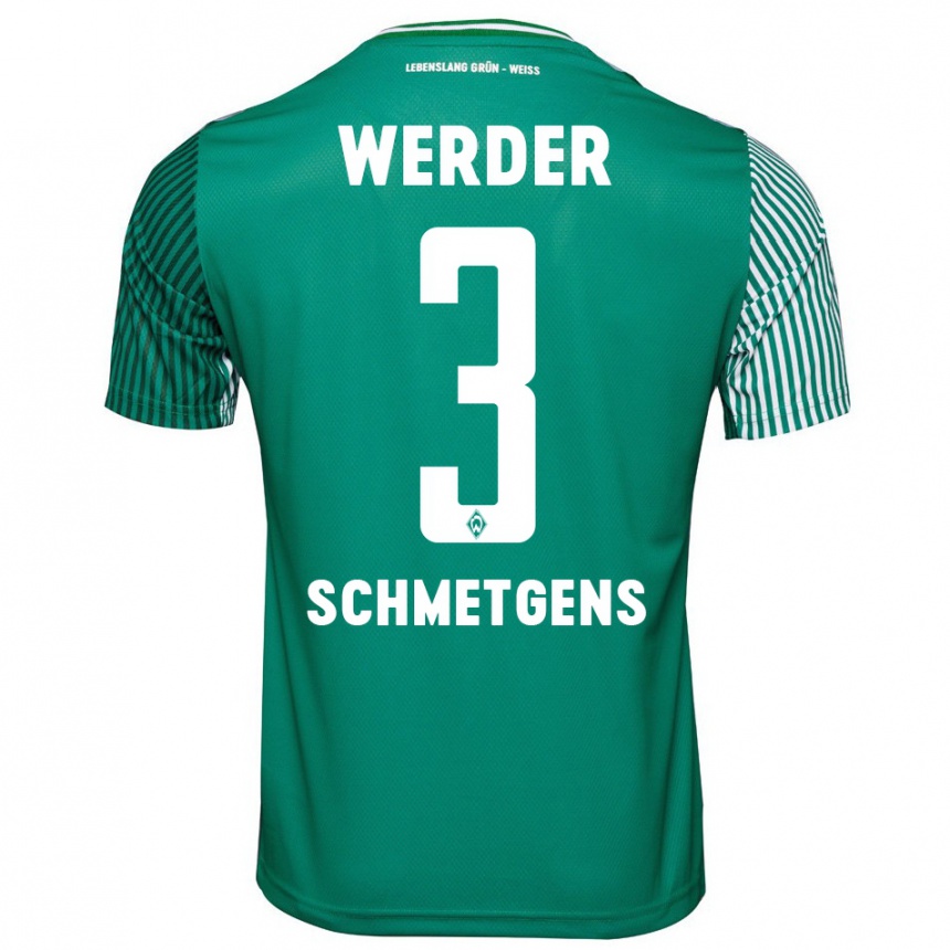 Kinder Fußball Mick Schmetgens #3 Grün Heimtrikot Trikot 2023/24 T-Shirt Luxemburg