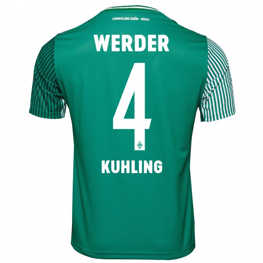 Kinder Fußball Ole Kühling #4 Grün Heimtrikot Trikot 2023/24 T-Shirt Luxemburg