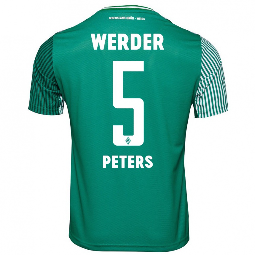 Kinder Fußball Joshua Peters #5 Grün Heimtrikot Trikot 2023/24 T-Shirt Luxemburg