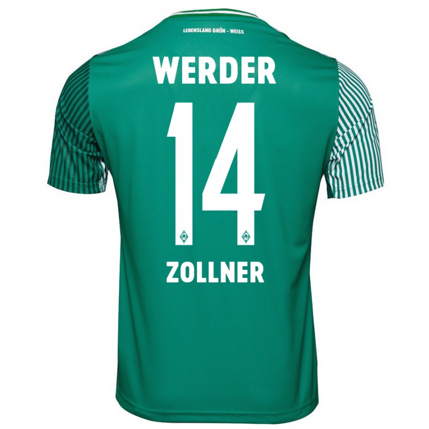 Kinder Fußball Adrian Zollner #14 Grün Heimtrikot Trikot 2023/24 T-Shirt Luxemburg