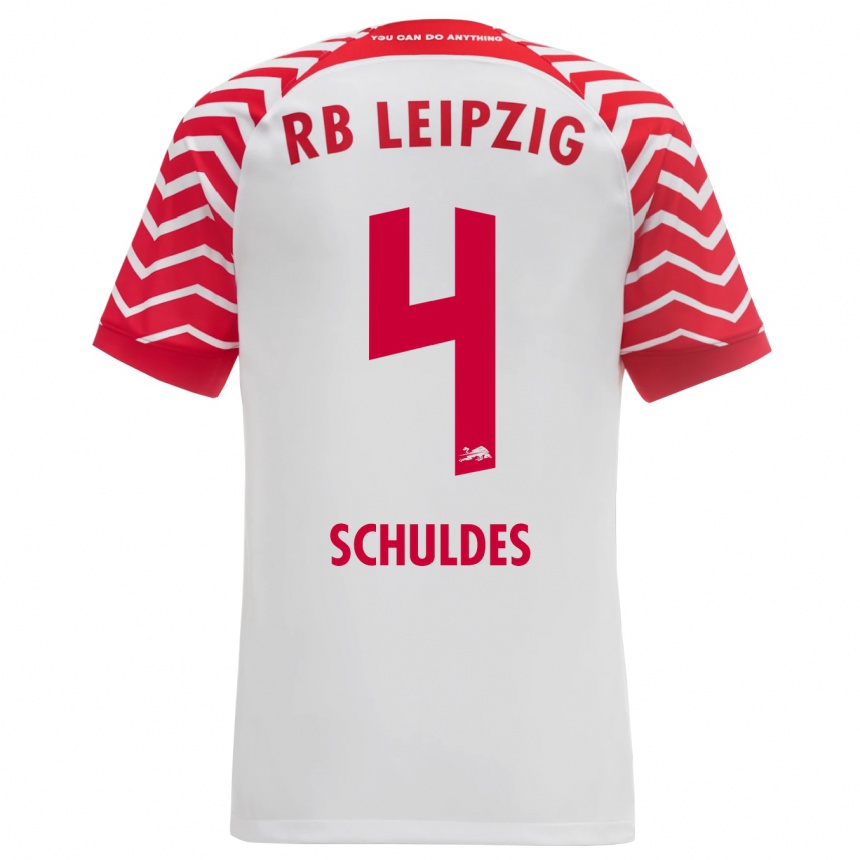 Kinder Fußball Jamie Schuldes #4 Weiß Heimtrikot Trikot 2023/24 T-Shirt Luxemburg