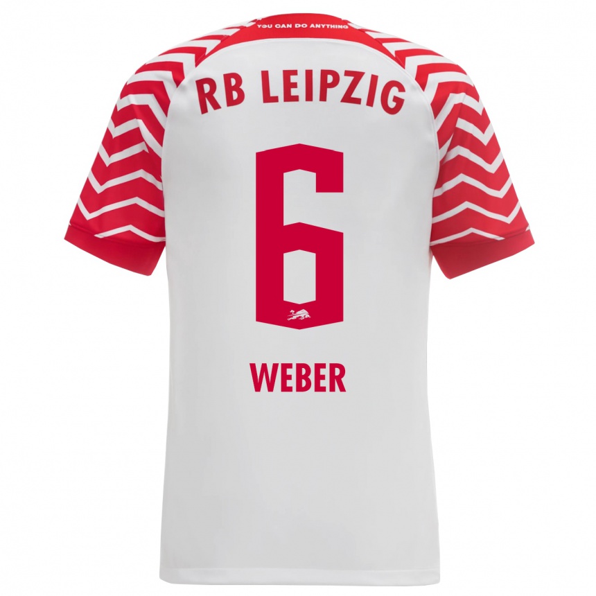 Kinder Fußball Samuel Weber #6 Weiß Heimtrikot Trikot 2023/24 T-Shirt Luxemburg