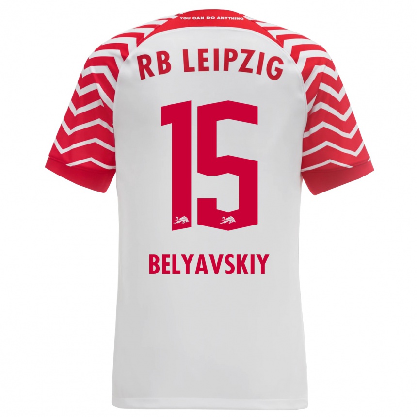 Kinder Fußball David Belyavskiy #15 Weiß Heimtrikot Trikot 2023/24 T-Shirt Luxemburg