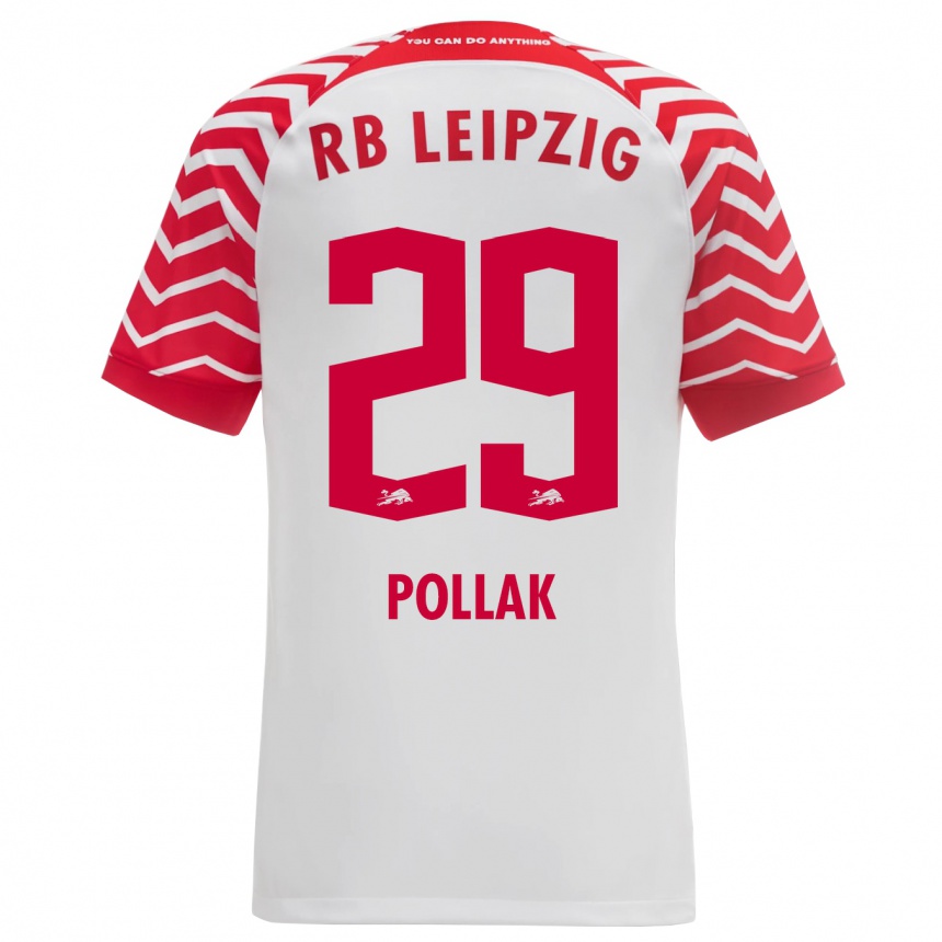 Kinder Fußball Julia Pollak #29 Weiß Heimtrikot Trikot 2023/24 T-Shirt Luxemburg