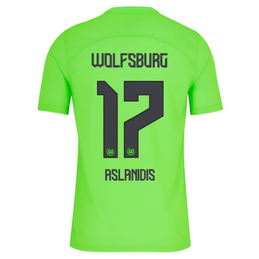 Kinder Fußball Elijas Aslanidis #17 Grün Heimtrikot Trikot 2023/24 T-Shirt Luxemburg