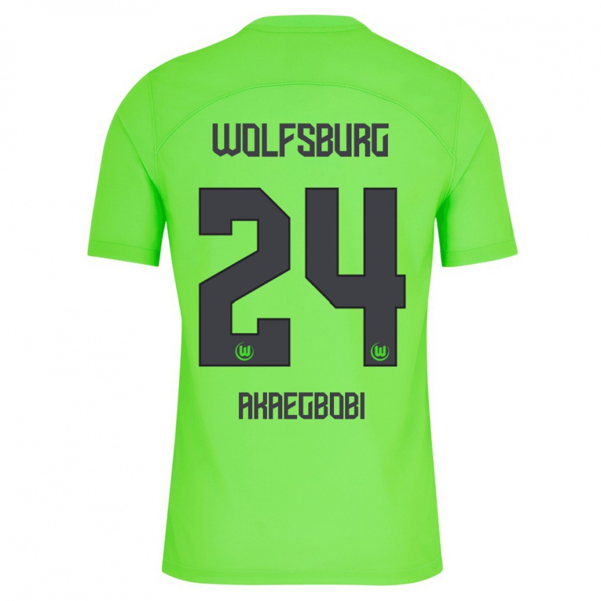 Kinder Fußball Jonathan Akaegbobi #24 Grün Heimtrikot Trikot 2023/24 T-Shirt Luxemburg