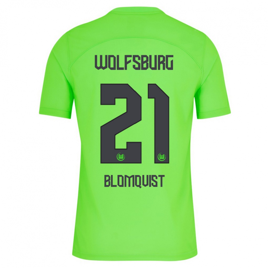 Kinder Fußball Rebecka Blomqvist #21 Grün Heimtrikot Trikot 2023/24 T-Shirt Luxemburg