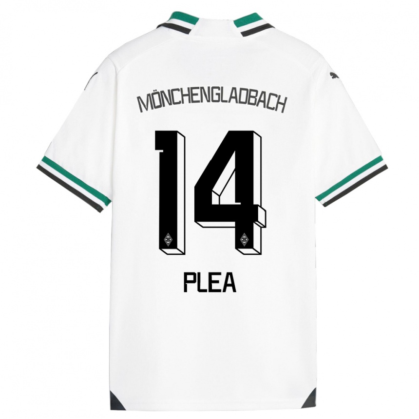 Kinder Fußball Alassane Plea #14 Weiß Grün Heimtrikot Trikot 2023/24 T-Shirt Luxemburg