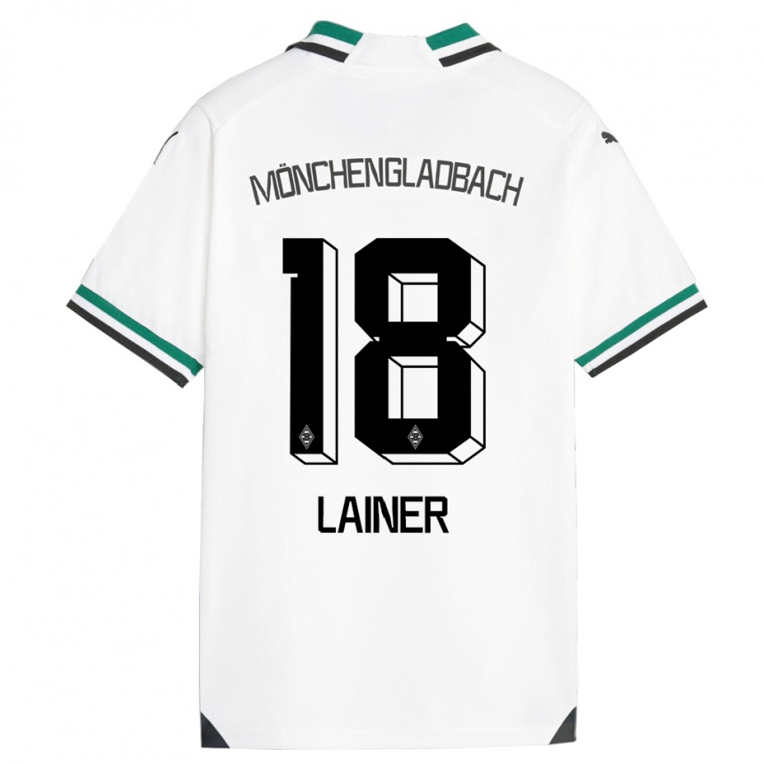 Kinder Fußball Stefan Lainer #18 Weiß Grün Heimtrikot Trikot 2023/24 T-Shirt Luxemburg