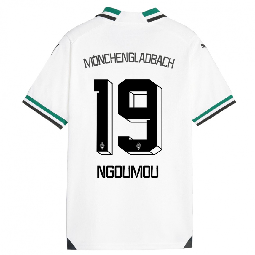 Kinder Fußball Nathan Ngoumou #19 Weiß Grün Heimtrikot Trikot 2023/24 T-Shirt Luxemburg