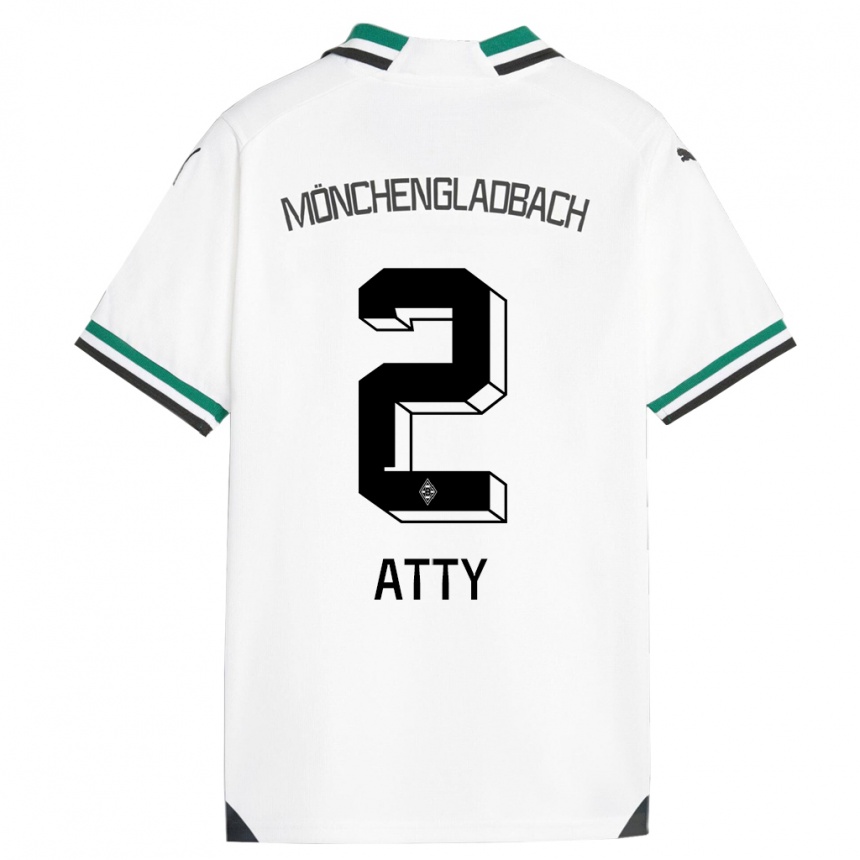 Kinder Fußball Yassir Atty #2 Weiß Grün Heimtrikot Trikot 2023/24 T-Shirt Luxemburg