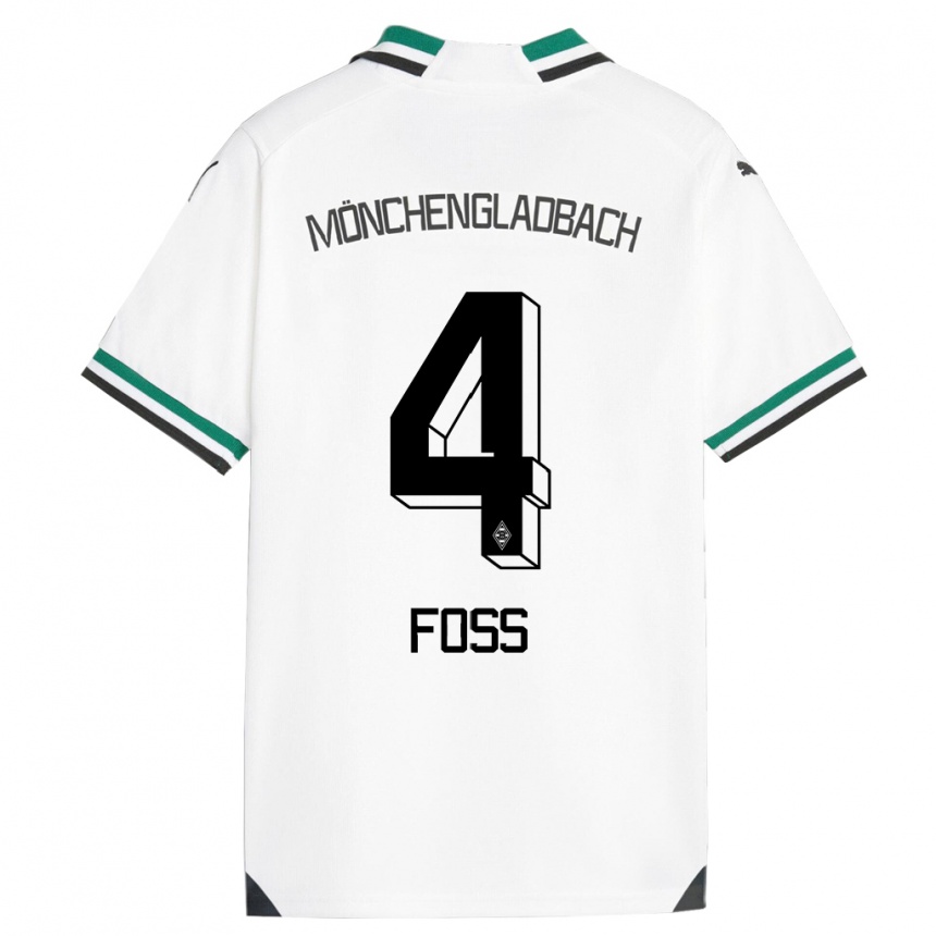 Kinder Fußball Jonathan Foss #4 Weiß Grün Heimtrikot Trikot 2023/24 T-Shirt Luxemburg