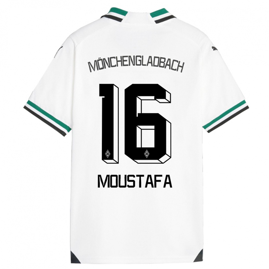 Kinder Fußball Moustafa Ashraf Moustafa #16 Weiß Grün Heimtrikot Trikot 2023/24 T-Shirt Luxemburg