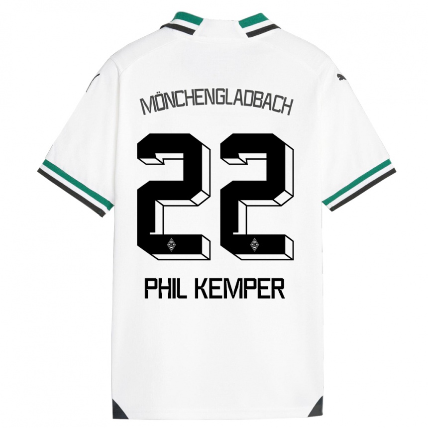 Kinder Fußball Phil Kemper #22 Weiß Grün Heimtrikot Trikot 2023/24 T-Shirt Luxemburg