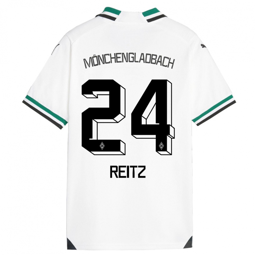 Kinder Fußball Tony Reitz #24 Weiß Grün Heimtrikot Trikot 2023/24 T-Shirt Luxemburg