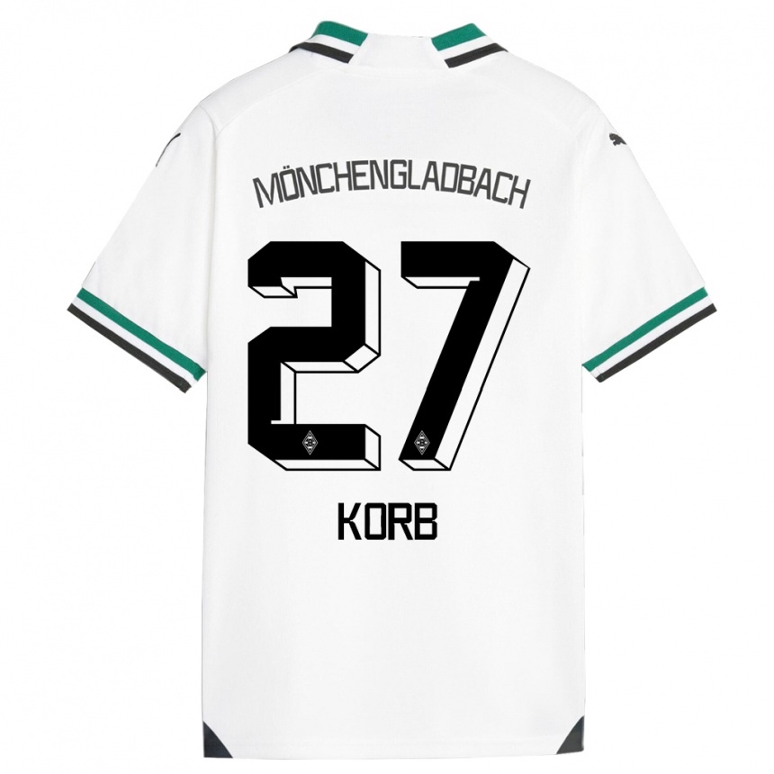 Kinder Fußball Julian Korb #27 Weiß Grün Heimtrikot Trikot 2023/24 T-Shirt Luxemburg