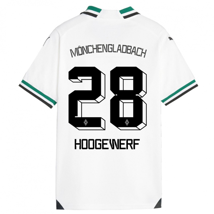 Kinder Fußball Dillon Hoogewerf #28 Weiß Grün Heimtrikot Trikot 2023/24 T-Shirt Luxemburg