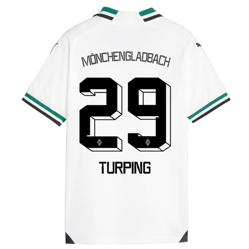 Kinder Fußball Selim Turping #29 Weiß Grün Heimtrikot Trikot 2023/24 T-Shirt Luxemburg