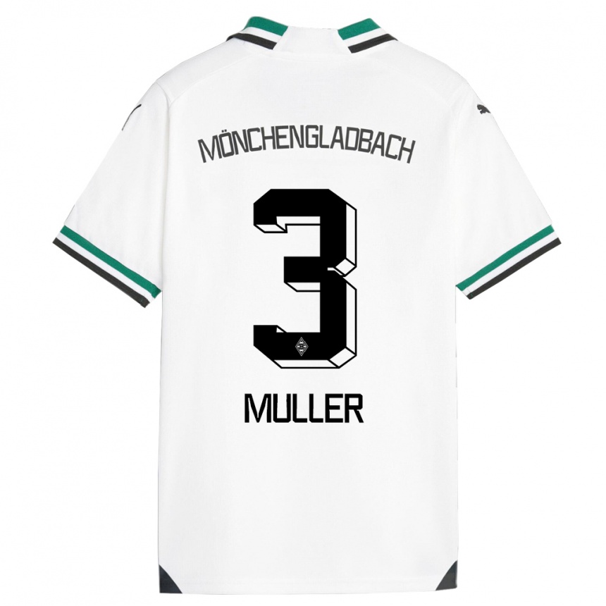 Kinder Fußball Barbara Müller #3 Weiß Grün Heimtrikot Trikot 2023/24 T-Shirt Luxemburg