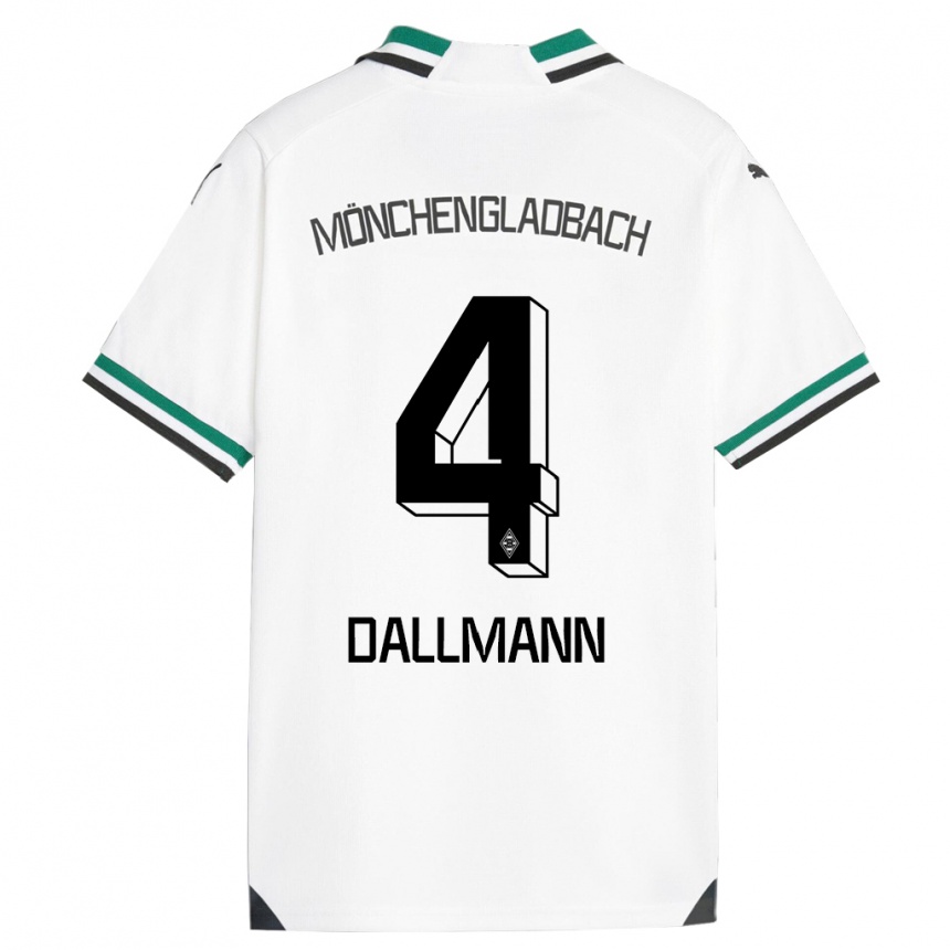 Kinder Fußball Pauline Dallmann #4 Weiß Grün Heimtrikot Trikot 2023/24 T-Shirt Luxemburg