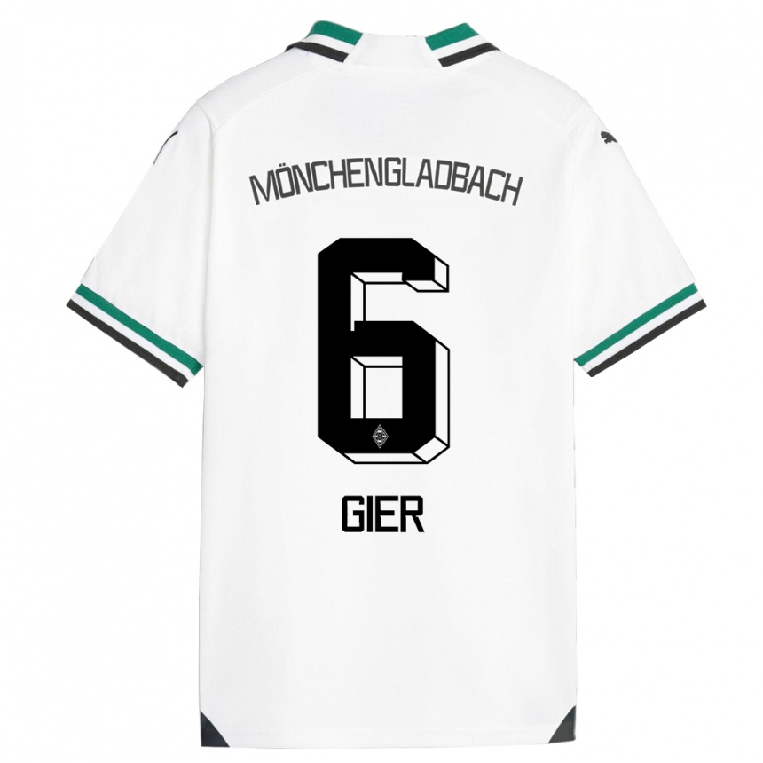 Kinder Fußball Madeline Gier #6 Weiß Grün Heimtrikot Trikot 2023/24 T-Shirt Luxemburg