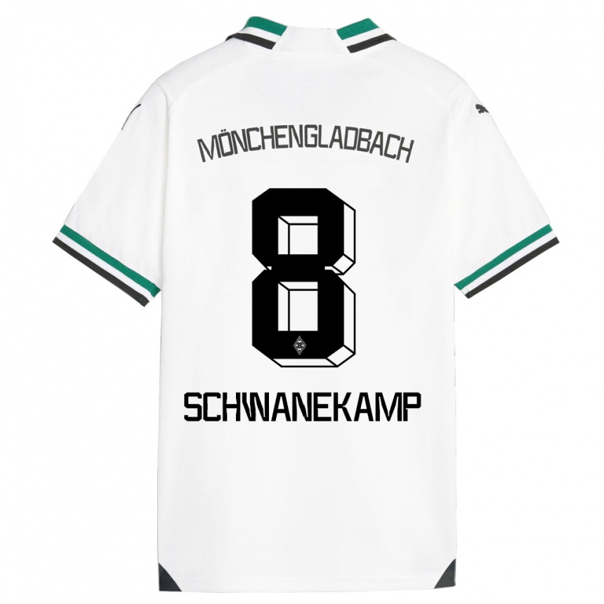 Kinder Fußball Jana Schwanekamp #8 Weiß Grün Heimtrikot Trikot 2023/24 T-Shirt Luxemburg